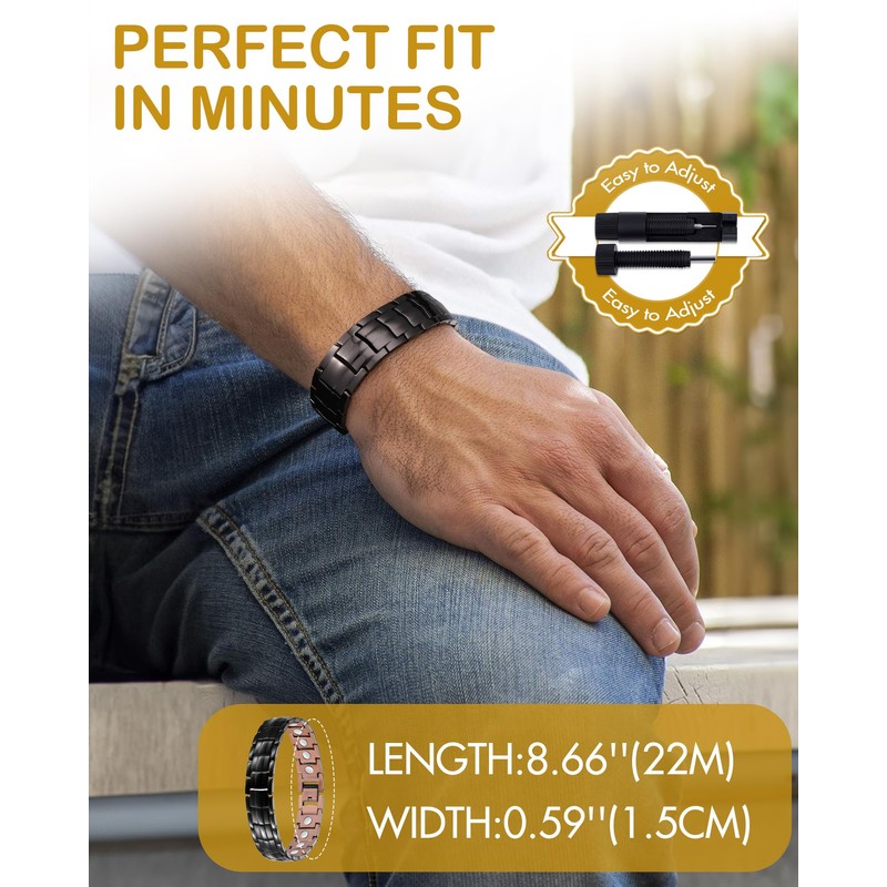 Feraco Copper Bracelet for Men-Magnetic Bracelets 99.99% Pure Copper Jewelry