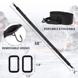 Hockey Hanger 58Inch Portable Gear Hanger Strap Ice Hockey Equipment Drying Rack Organizer with 2 Adjustable Hook for Home, Outdoor, Camping, Fishing Gifts (2)