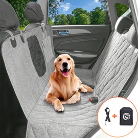 Hanjo Pets Car Dog Cover Back Seat - Car Hammock for Dogs Waterproof - Dog Car Seat Cover for Back Seat with Mesh Window Big Pocket for Car/Truck/SUV Nonslip Rubber Back Washable Luxury Material