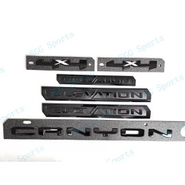 GMC 6PCS Gloss Black Door Rear Elevation Canyon 4X4 Emblems 2023-2024 GMC Canyon