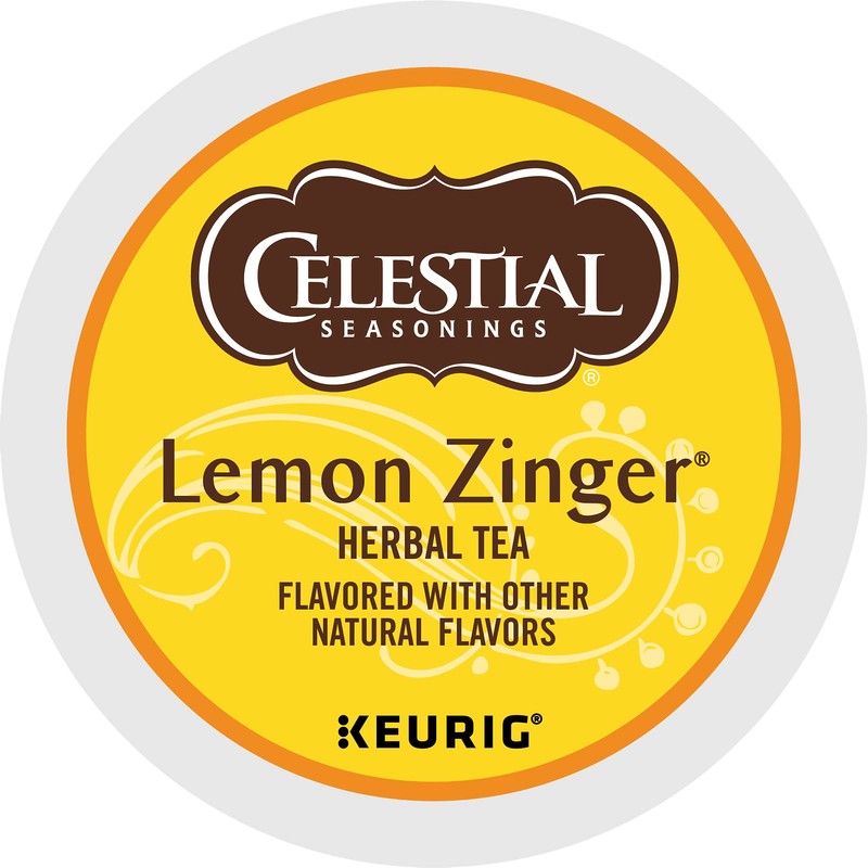 Celestial Seasonings Lemon Zinger Herbal Tea, Single-Serve Keurig K-Cup Pods,