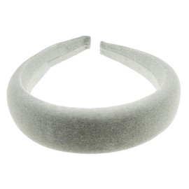 Womens Girls Occasion Wedding Bridal Party Birthday Christmas Evening Wide 3cm Bump Padded Velvet Velour Hair Hairband Accessories Headband Alice Band (Silver)