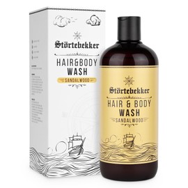 Störtebekker® Premium Hair & Body Wash Sandalwood - 2-in-1 Shampoo and Shower Gel Men - Moisturising Shampoo with Aloe Vera - Shower Gel and Shampoo Men - 500 ml - Made from Natural Ingredients