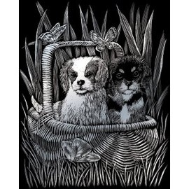 Royal & Langnickel 8 x 10-inch Silver Snowy Owls Scratch Card, 20,3x25,4cm