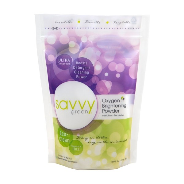 Savvy Green, Oxygen Brightening Powder Lbs, Unscented, 40 Ounce