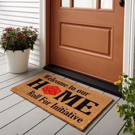 Funny Coir Doormat Welcome to Our Roll for Initiative Front Door Entryway Outdoor With Heavy Duty Porch Natural Coconut Brown House Warming Gift 23.7x15.7 Inch