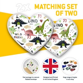 2 x Heart Stickers 7.5 cm - Dinosaur Cartoon Kids Boys Laptop Tablet Luggage Scrapbook #16742
