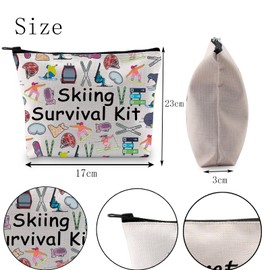 POFULL Skiing Gift for Women Makeup Bag Skiing Team Gifts Skiing Survival Kit Ski Lover Skiing Gift Winter Sport Cosmetic Bag (Skiing Survival CA)