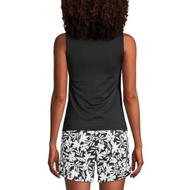 Lands' End Womens Chlorine Resistant High Neck Tankini Top Black Long Torso 10