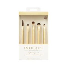 EcoTools Precious Metals Brightening Eye Set - Eye Brush Set, Precision Makeup Brushes for Eyeshadow - Eco-Friendly Makeup Brush Set, Recycled Aluminium, Chrome - 5 Piece Set