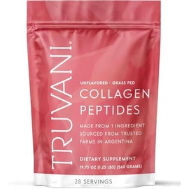 Truvani Péptidos de colágeno hidrolizados  Sin sabor  28 porciones  0.71 oz de proteína de colágeno alimentado con pasto en polvo  Promueve la salud  