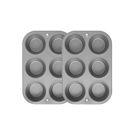 G & S Metal Products Company OvenStuff Set of Two Nonstick 6-cup Jumbo Muffin Pan, Gray, HG236-AZ