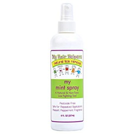 My Hair Helpers - Spray de menta antipiojos para la defensa de los piojos de la cabeza, formulado naturalmente con aceites esenciales, 8 onzas líquidas, funciona en 1-2 niños