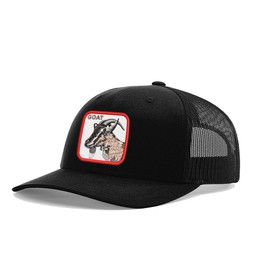 Goat Trucker Hat for Men - Embroidered Farm Animal Mesh Cap, Greatest of All Time Design, Stylish Mens Hats for Casual Wear (US, Alpha, One Size, Solid Black)