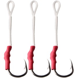 Fishing Assist Hooks with PE Line for Jigging, 30pcs Saltwater Jigging Assist Hooks Vertical Butterfly Jig Slow Pitch Jig Braid Cords