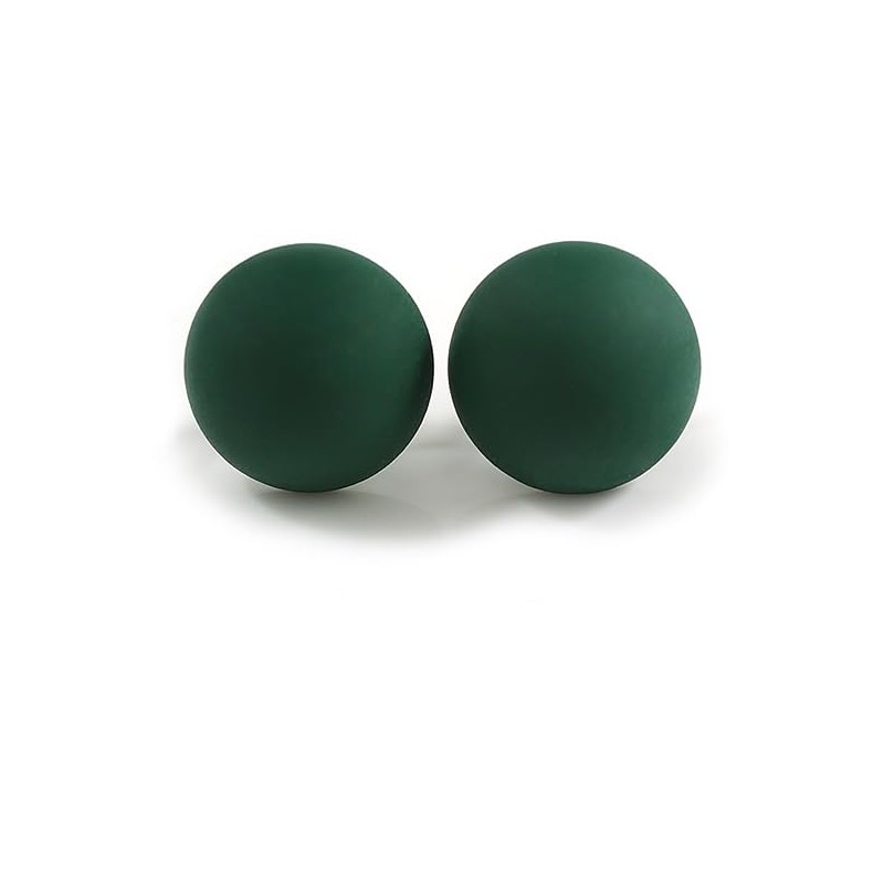 15mm Diameter Dark Green Matte Acrylic Button Shaped Stud Earrings