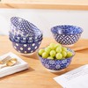 AntoKueh 6 inches Blue and White Ceramic Bowls, 25Oz Deep