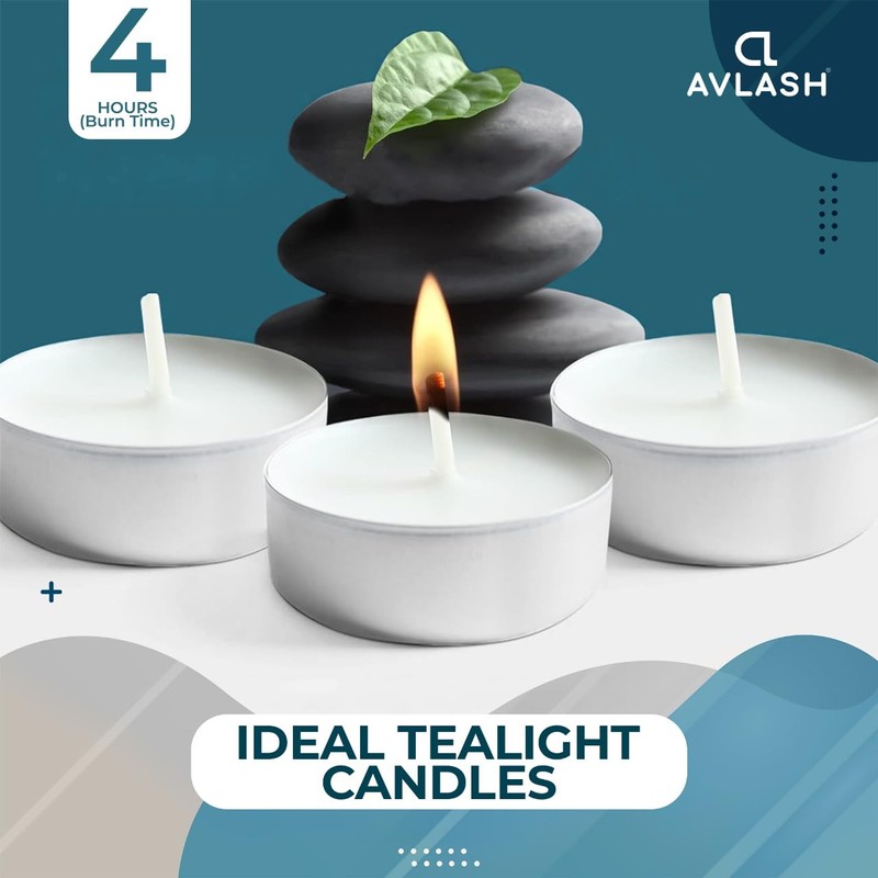 Avlash ® Pack of 50-4 Hour Burning Time Unscented Tea