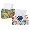 2 Pack Tissue Box Cover Holder, Octopus Dolphins Rectangle Leather