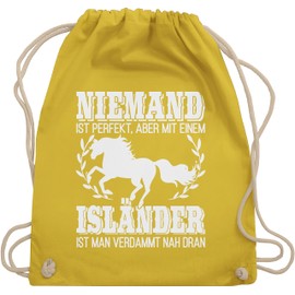 Shirtracer - Gym Bag Backpack - Horses - Bags - No One is Perfect, but with an Icelander You're Damn Close, 18 Yellow
