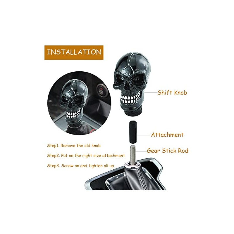 Temzzer Gear Shift Knob Skull Funny Car Shifter Handle Resin