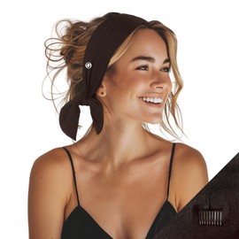 SWAY She Will Be Confident - Black - No SLIP 6-CLIP system Short Stretch Headband 32" x 2.5” - Multiple ways to style - Moisture-Wicking- Headband for Gym, Yoga, Workouts, Nurses