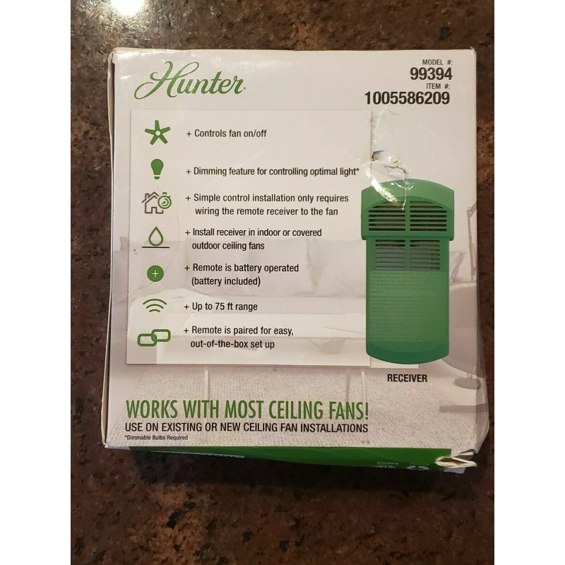 Hunter Model 99394 Ceiling fan remote control and receiver