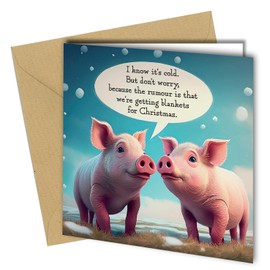 Funny Christmas Card Pigs in Blankets, Merry Christmas Card, Xmas card for Men or Women Blank Inside #1763