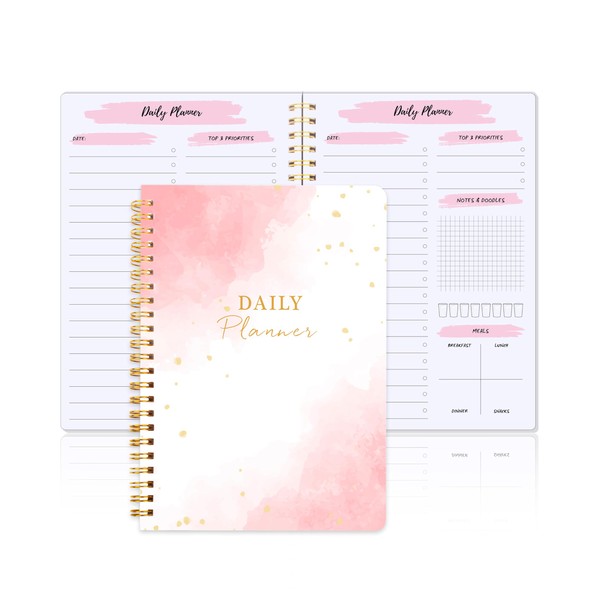Undated Daily Planner To Do List Notebook,Meals Plan, Water Tracker