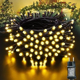 Moxled Christmas Tree Fairy Lights, 10 m, 100 LEDs, Warm White, Electric Outdoor Fairy Lights with Timer and Memory Function, Green Cable, Waterproof, 8 Modes, Christmas Lighting for Garden, Christmas Decoration