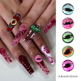 QIMYAR 50 Pcs 3D Devil Eyes Acrylic Nail Charms Eyeball Nail Art Rhinestones Cool Y2K Style Animal Eyes Beads Decoration for DIY Manicure Scrapbooking Embellishments (Mixed Color 01)