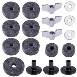 Cymbal Accessories Replacement Sleeves Cymbal Felts with Cymbal Washer and Wing Nuts Felt Hi Hat Cup Clutch Set for Drum 18 Pieces
