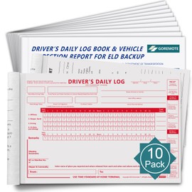 ELD Backup Driver Log Book with Detailed Drivers Vehicle Inspection Report & Daily Recap, 2-Ply Carbonless, 5.5" x 8.5", 16 Sets of Forms per Book, Paper Log Book for Truck Drivers, 10 Pack