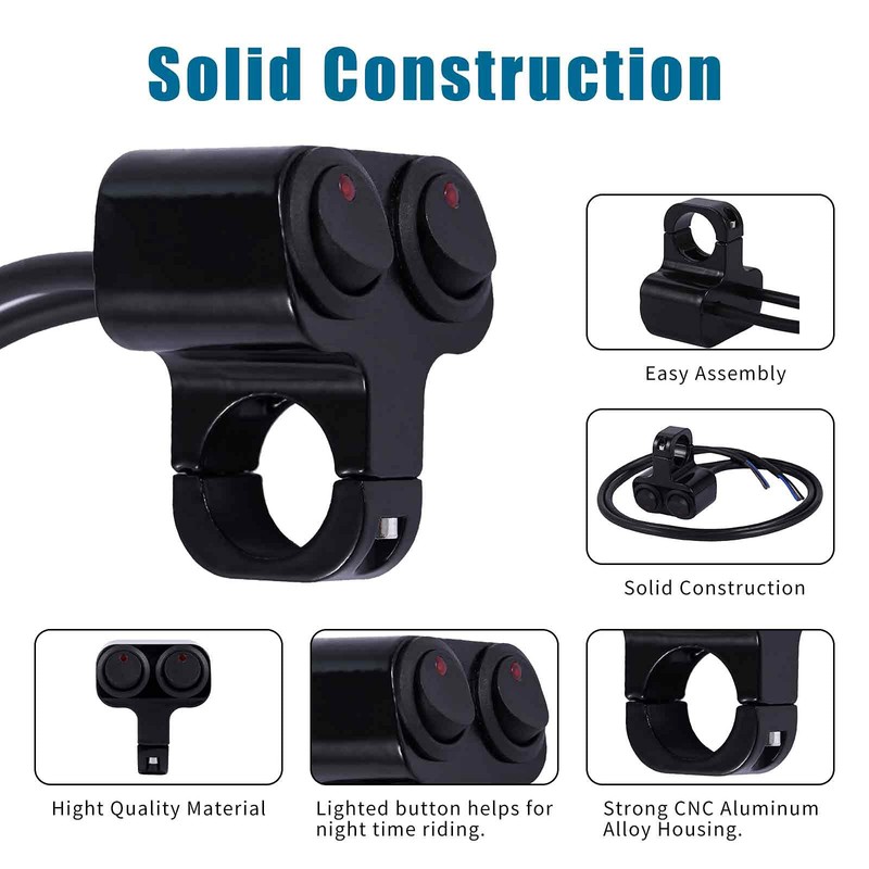 Stylemafia Waterproof Motorcycle ATV 7/8″ Light Bar Switch，Handlebar Double Control