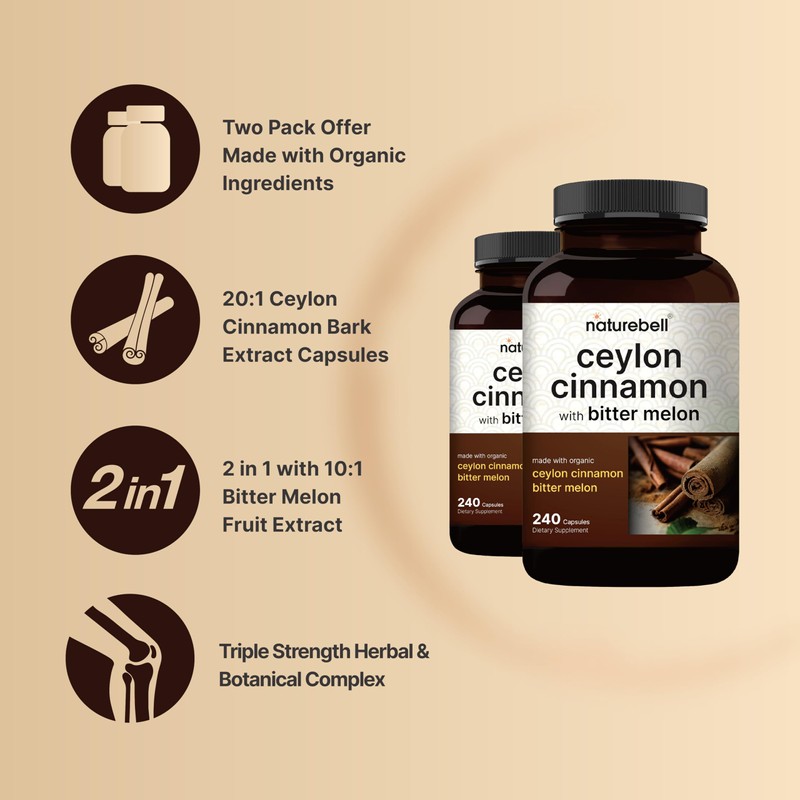 NatureBell 2 Pack Ceylon Cinnamon 9000mg Per Serving, 480 Capsules