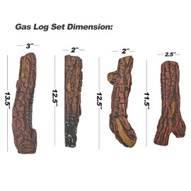 Stanbroil Fireplace 4 Piece Set of Ceramic Wood Logs for All Types of Ventless, Gel, Ethanol, Electric,Gas Inserts, Propane, Indoor or Outdoor Fireplaces & Fire Pits
