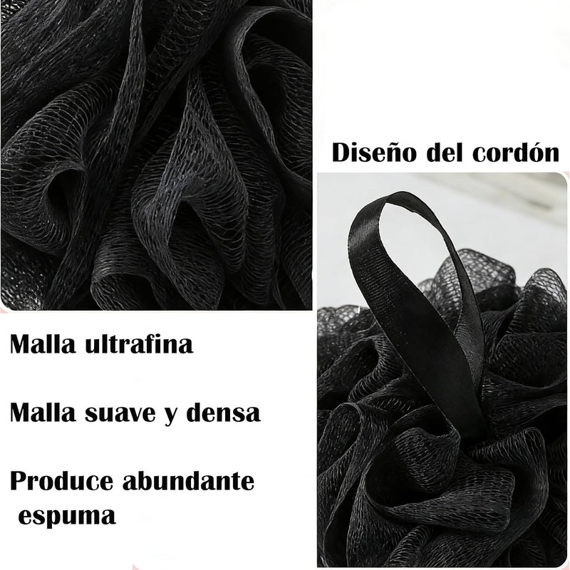 Esponjas de Baño Negras Set de 4 - Lufa Exfoliante