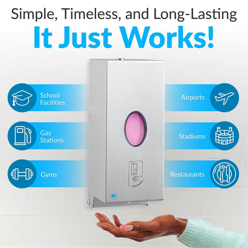 Bobrick B-2012 Automatic Wall-Mounted Liquid Soap Dispenser, Stainless Steel, 30
