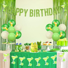 kreat4joy Margarita Birthday Decorations for Her, Margarita Happy Birthday Banner Martini Garland Foil Fringe Backdrop Cocktail Lemon Balloons A Tini Bit Older Sash for Women Martini Birthday Party