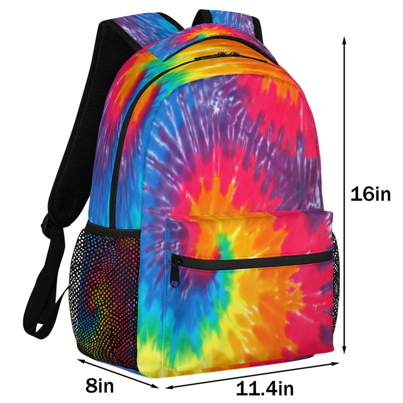 Rainbow Tie Dye Backpacks for Girls Boys, Abstract Travel Backpack
