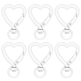 PATIKIL Heart Shape Swivel Buckles, 6 Pcs Zinc Alloy Spring Snap Keychain Clip Hanging Snap Hooks for DIY Crafts Key Chains Bag Purse, White