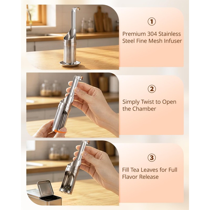 HOUSE AGAIN Tea Infuser for Loose Leaf Tea, 2-in-1 Tea