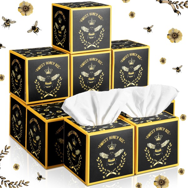 Bencailor 12 Pack Honey Bee Facial Tissues Cube Boxes Face