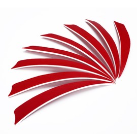ZZYB 50pcs Arrow Turkey Feathers Archery Arrow Fletches 4 inch 5inch Natural Feather Fletching Right Wing for DIY Carbon Arrows (Red, 4inch)