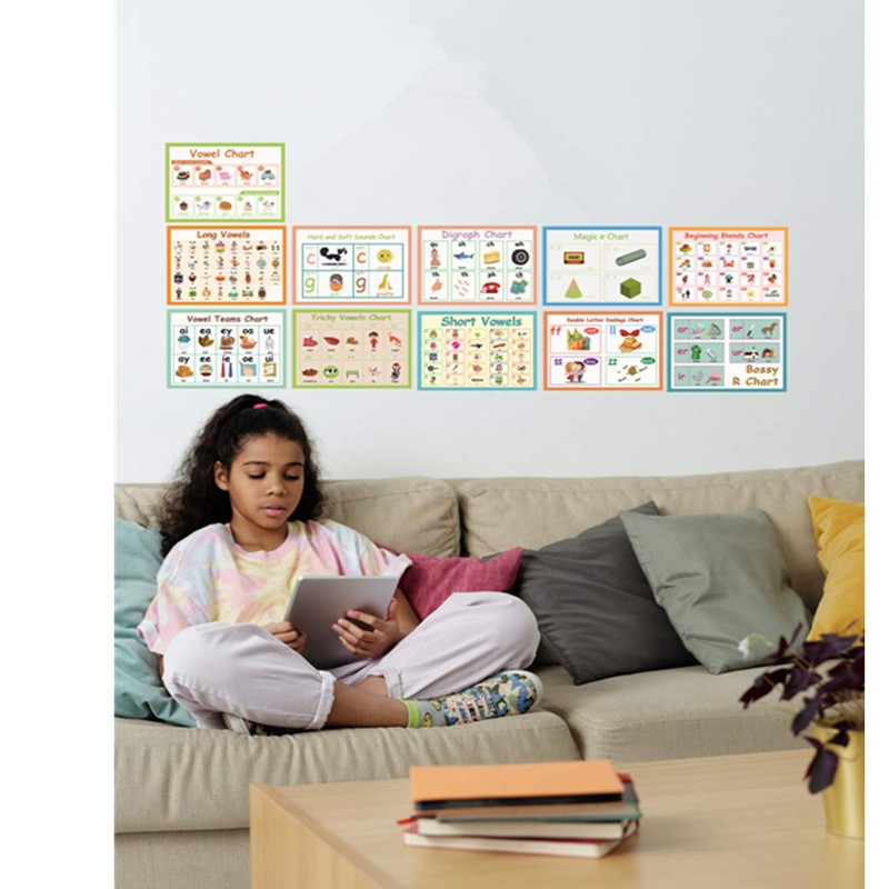 YIYEE 14 Laminating Nursery English Phonics Posters for Classrooms |