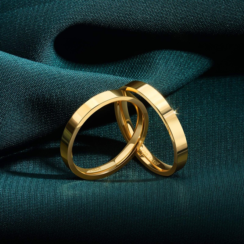 NOKMIT 3mm 14K Gold Filled Rings for Women Girls Dainty