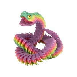 JASSBOOY 24in 3D Printed Snake Toys,Articulated Flexible Animal Decorative Collectible with Glow-in-The-Dark Rainbow Colors