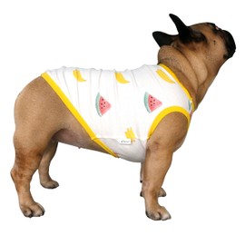 iChoue French Bulldog Cartoon T Shirts Cute Clothes for Medium Dogs Vest Tank Tops Frenchie Pug English Boston Terrier Pitbull Watermelon Banana - Medium