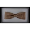 TigerTie Pre-Tied Slim Bow Tie Plain + Box, Golden Brown