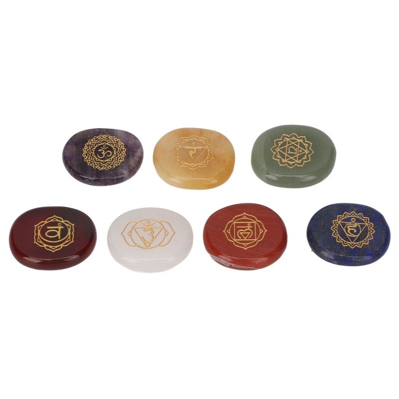 7 Pcs Rune Stones Set Different Color Smoother Yoga Stone
